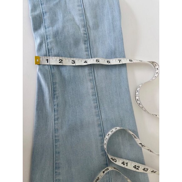Ashley Mason Jeans 11 Blue Y2K Flare Light Wash High Rise Raw Hem Boho Soft Girl - Picture 12 of 15